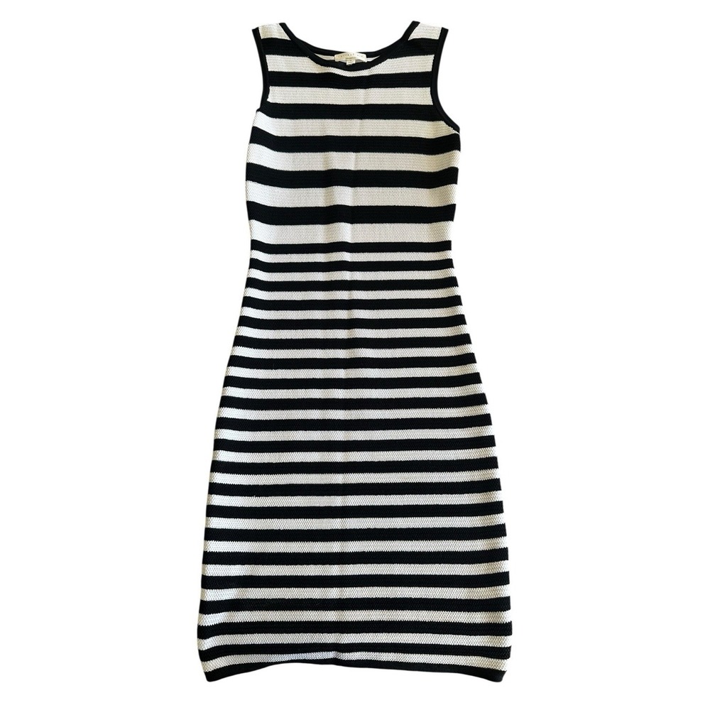 Anthropologie Black and White Striped Midi Dress